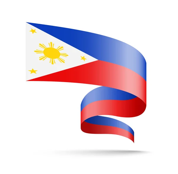 Philippines flag in the form of wave ribbon. — Stock Vector