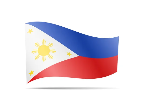 Ondeando la bandera de Filipinas en el viento. Bandera en la ilustración del vector blanco — Archivo Imágenes Vectoriales