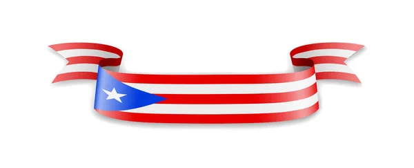 Puerto Rico flag in the form of wave ribbon. — Stock Vector