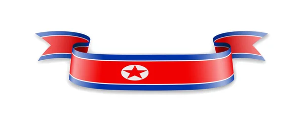 North Korea flag in the form of wave ribbon. — Stock Vector