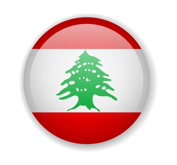 Bandera del Líbano icono brillante sobre un fondo blanco — Archivo Imágenes Vectoriales