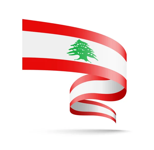 Vlajka Libanonu v podobě vln pásu. — Stockový vektor