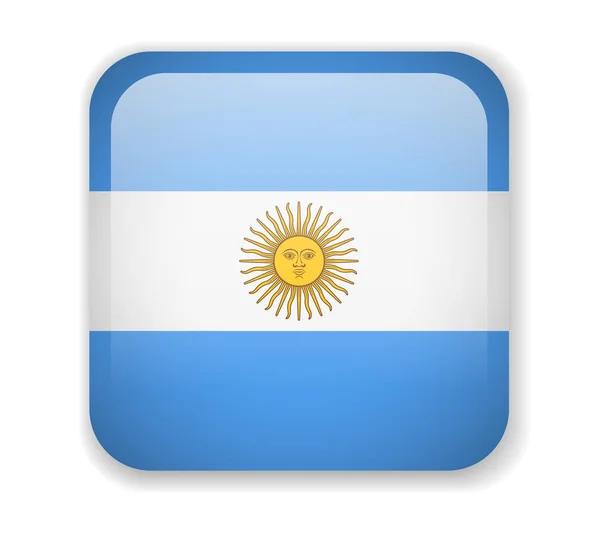 Bandera Argentina icono cuadrado brillante sobre fondo blanco — Vector de stock