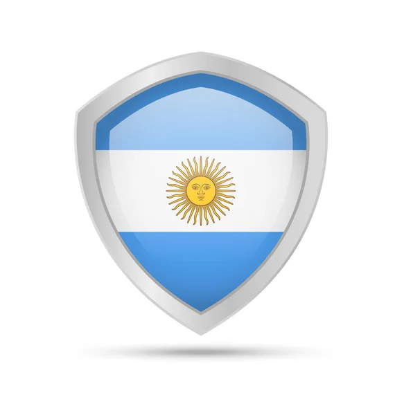 Escudo con bandera de Argentina sobre fondo blanco . — Archivo Imágenes Vectoriales