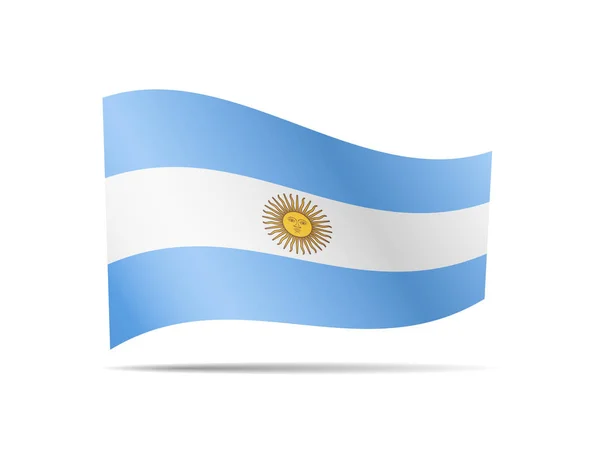 Ondeando la bandera argentina en el viento. Bandera en la ilustración del vector blanco — Vector de stock