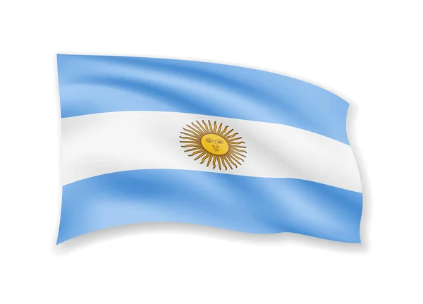 Waving Argentina flag on white. Flag in the wind. — Stock Vector