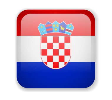 Hırvatistan bayrağı beyaz bir arka plan parlak kare simgesini