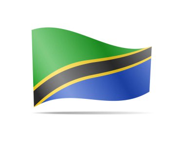 Tanzanya bayrak rüzgarda sallayarak. Beyaz vektör çizim üzerinde bayrak