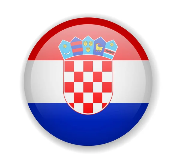 Croazia bandiera rotonda icona luminosa su sfondo bianco — Vettoriale Stock
