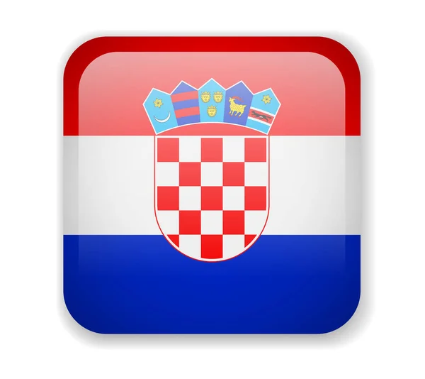 Croácia bandeira brilhante ícone quadrado em um fundo branco —  Vetores de Stock