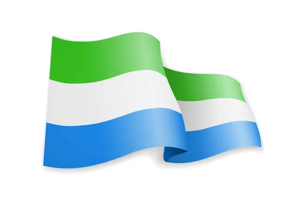 Sierra Leone vlajka ve větru. Vlajka na bílém vektorové ilustrace — Stockový vektor
