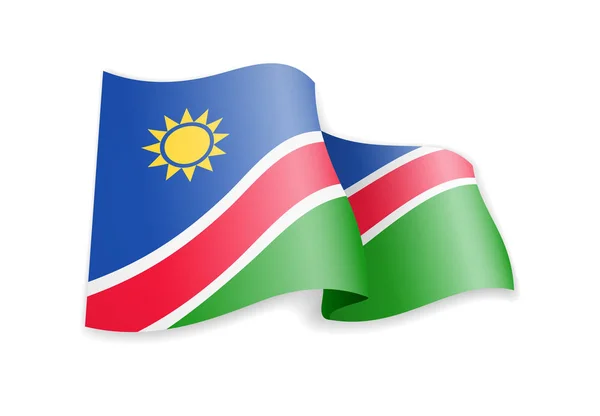 Флаг Намибии на ветру. Флаг на белом. Векторная иллюстрация — стоковый вектор