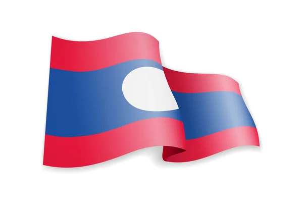 老挝国旗在风中。标志在白色向量例证 — 图库矢量图片