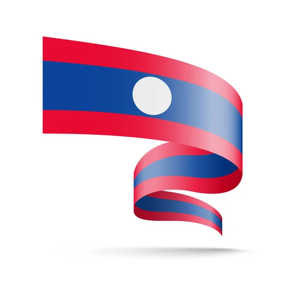 Прапор Лаосу у вигляді хвилі стрічки. — стоковий вектор