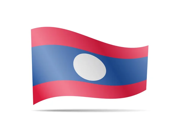 Integetett zászló Laosz a szél. Zászlót a fehér vektoros illusztráció — Stock Vector