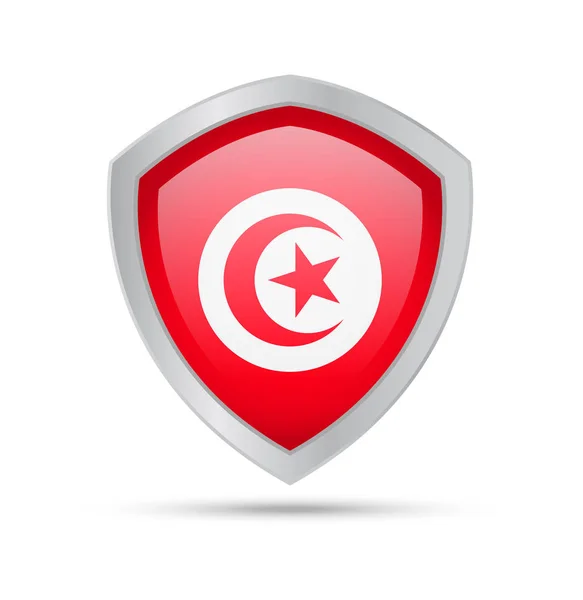 Sköld med Tunisien flagga på vit bakgrund. — Stock vektor