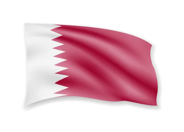 Ondeando la bandera de Qatar en blanco. Bandera en el viento . — Vector de stock