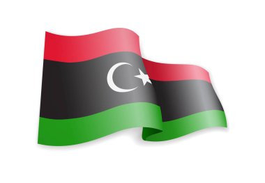 Libya flag in the wind. Flag on white vector illustration clipart
