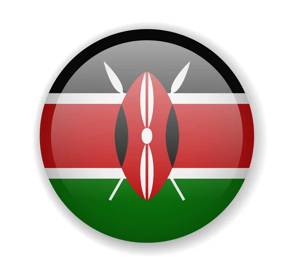 Kenya bayrak beyaz bir arka plan üzerinde parlak simge yuvarlak — Stok Vektör