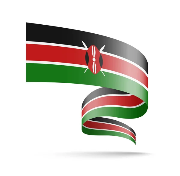 Bandeira do Quênia na forma de fita de onda . —  Vetores de Stock