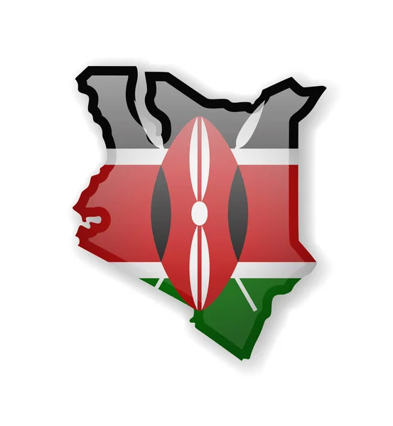 Kenya bayrak ve Anahat Beyaz bir arka plan üzerinde ülkenin. — Stok Vektör