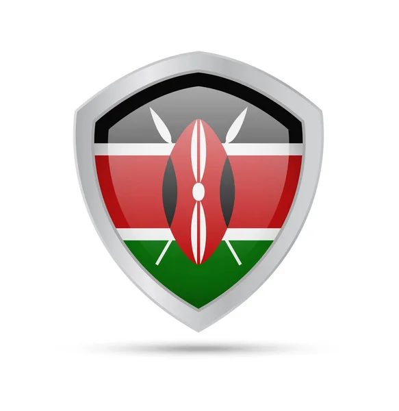 Kenya bayrak beyaz arka plan üzerinde kalkan. — Stok Vektör