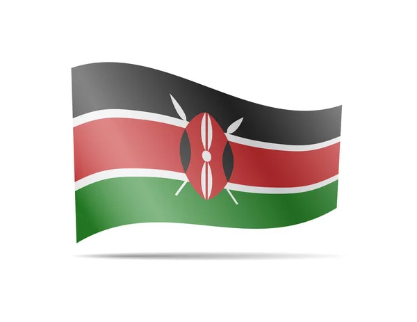 A acenar com a bandeira do Quénia. Bandeira na ilustração do vetor branco —  Vetores de Stock