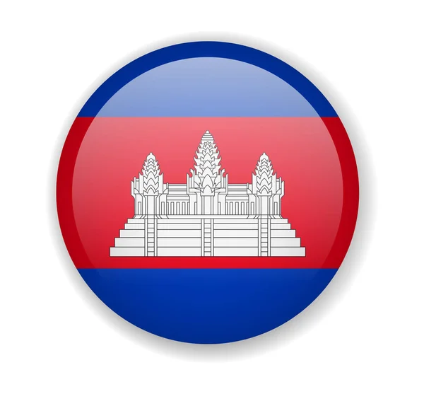 Drapeau du Cambodge icône lumineuse ronde sur un fond blanc — Image vectorielle