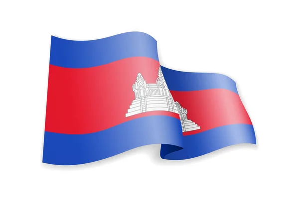 Bandera de Camboya en el viento. Bandera en la ilustración del vector blanco — Archivo Imágenes Vectoriales