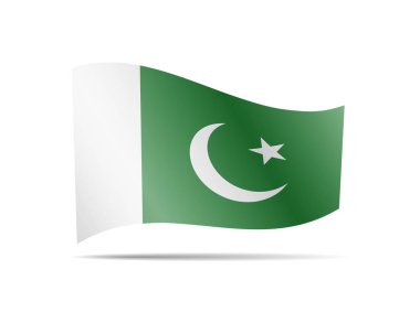Pakistan bayrağı rüzgarda sallayarak. Beyaz vektör çizim üzerinde bayrak