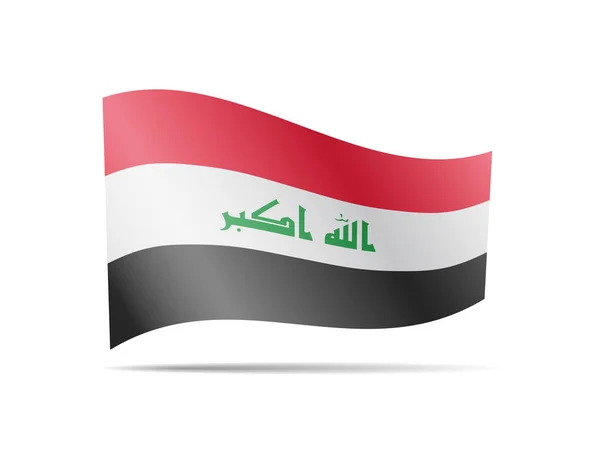 Waving Iraq flag in the wind. Flag on white vector illustration — Stock Vector