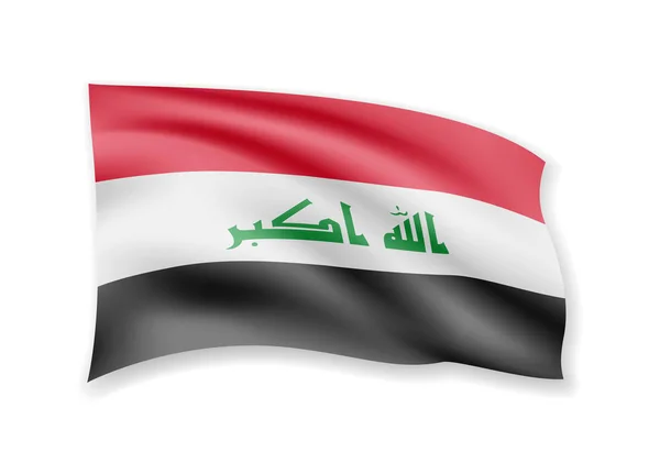 Sventola bandiera irachena sul bianco. Bandiera nel vento . — Vettoriale Stock