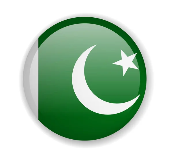 Vlag van Pakistan ronde heldere icoon op een witte achtergrond — Stockvector