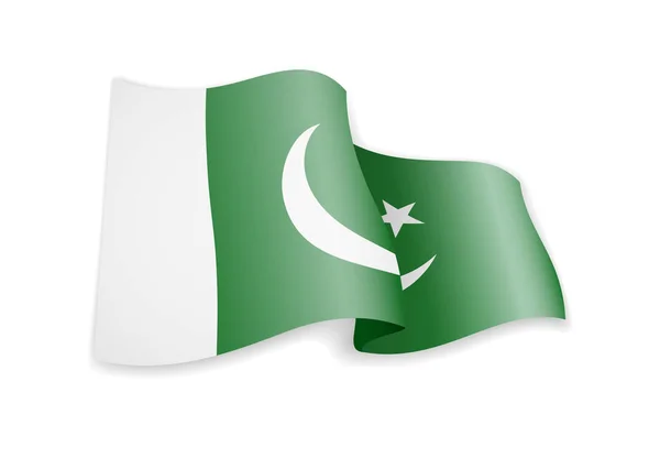 Rüzgar Pakistan bayrağı. Beyaz vektör çizim üzerinde bayrak — Stok Vektör
