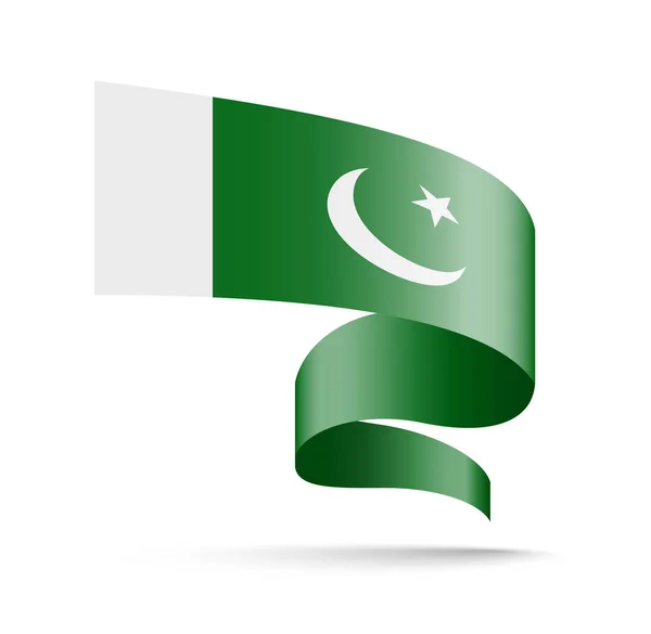 Флаг Пакистана в форме волновой ленты . — стоковый вектор