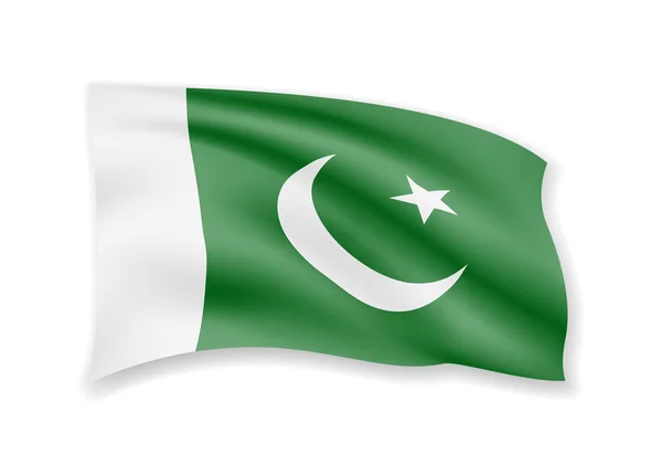 Wapperende vlag van Pakistan op wit. Vlag in de wind. — Stockvector
