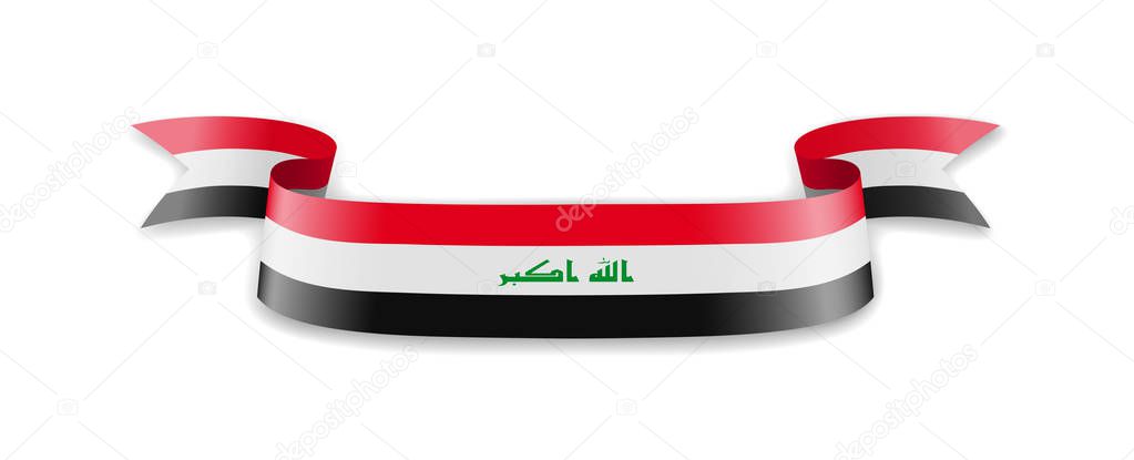 Iraq flag in the form of wave ribbon.