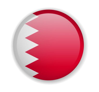 Bahreyn bayrağı parlak simgesi beyaz bir arka plan üzerinde yuvarlak