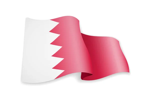 Бахрейнский флаг на ветру. Флаг на белой векторной иллюстрации — стоковый вектор