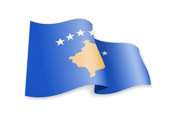 Прапор Косова на вітрі. Прапор на білий Векторні ілюстрації — стоковий вектор