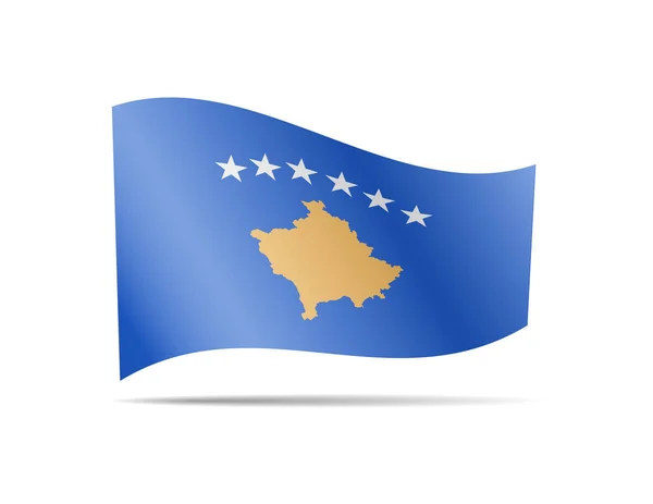 Integetett zászló Koszovó a szél. Zászlót a fehér vektoros illusztráció — Stock Vector