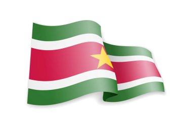 Surinam bayrak Rüzgar. Beyaz vektör çizim üzerinde bayrak