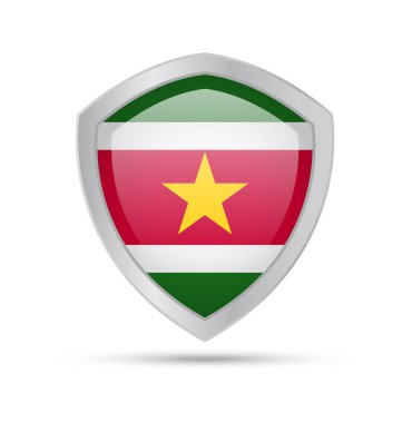Shield with Suriname flag on white background. clipart