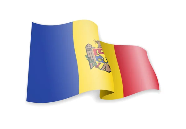 Flaga Mołdawii na wietrze. Flaga na ilustracji wektorowych biały — Wektor stockowy