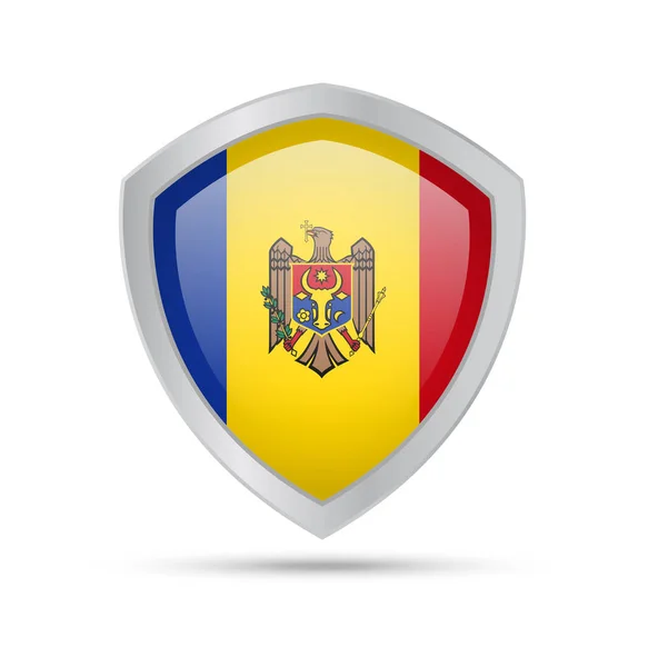 Tarcza z flaga Mołdawii na białym tle. — Wektor stockowy