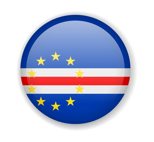 Bandera de Cabo Verde redonda icono brillante sobre fondo blanco — Vector de stock