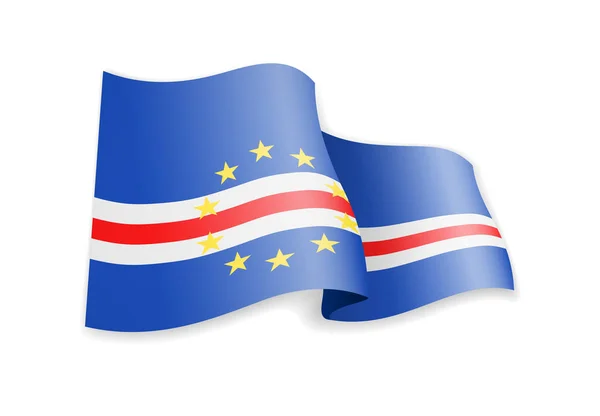 Bandera de Cabo Verde en el viento. Bandera en la ilustración del vector blanco — Vector de stock