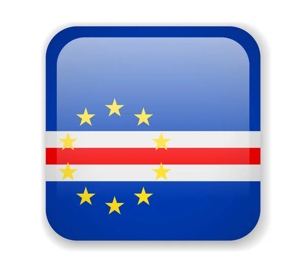 Bandera de Cabo Verde icono cuadrado brillante sobre un fondo blanco — Vector de stock