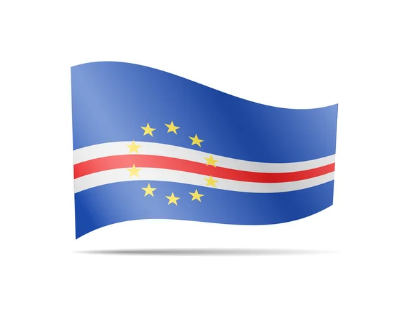 Ondeando la bandera de Cabo Verde en el viento. Bandera en la ilustración del vector blanco — Vector de stock