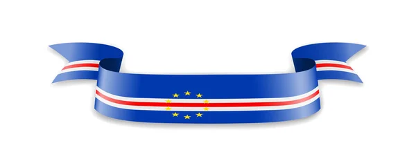 Bandera de Cabo Verde en forma de cinta ondulatoria . — Vector de stock